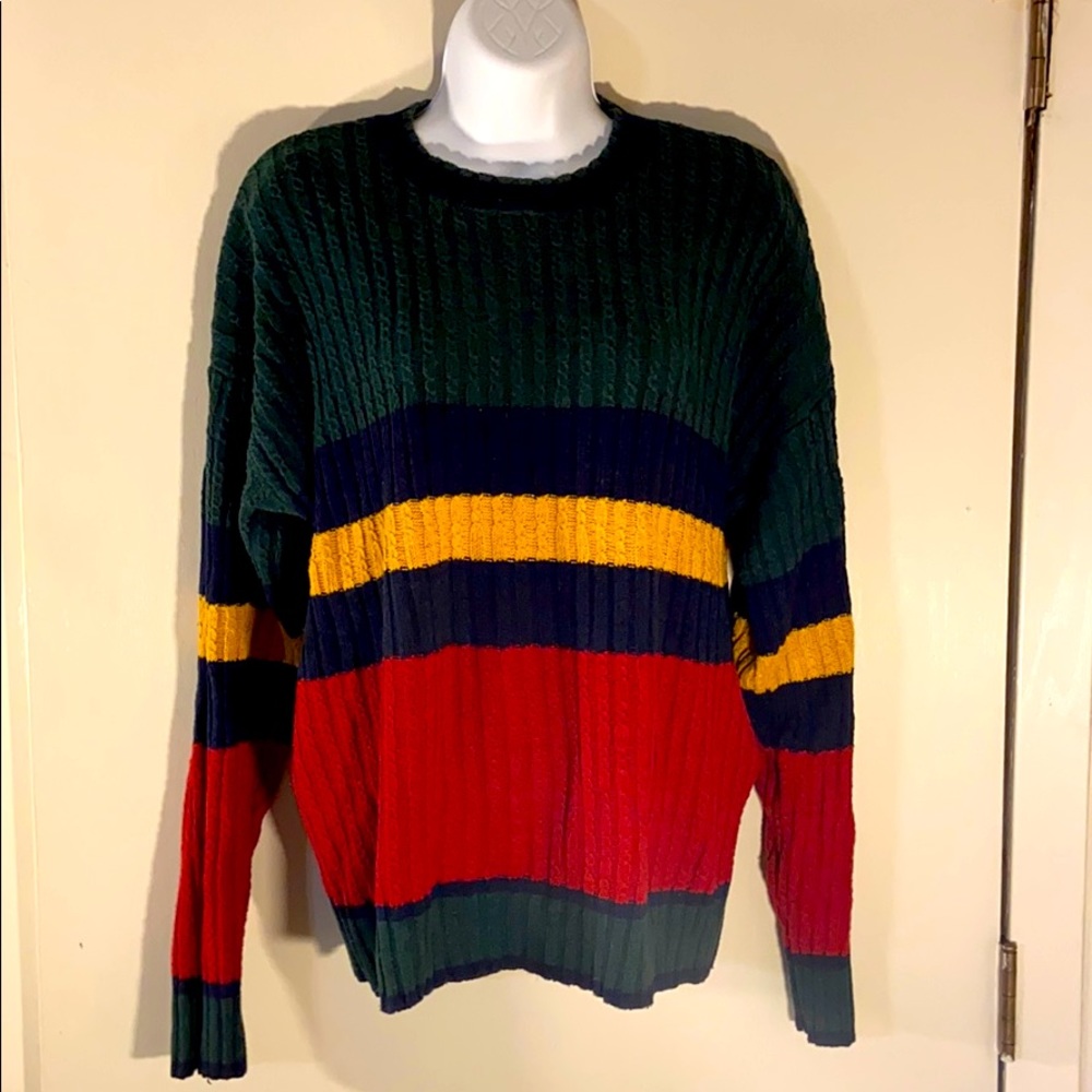 Nautical striped cable sweater. Men’s size M